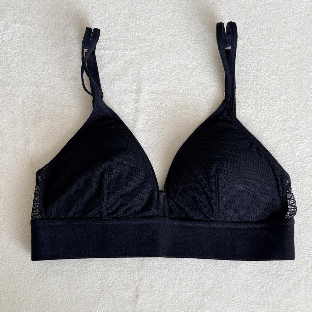 Lively Black Wireless Bralette Small Mesh Stripe Triangle Bra